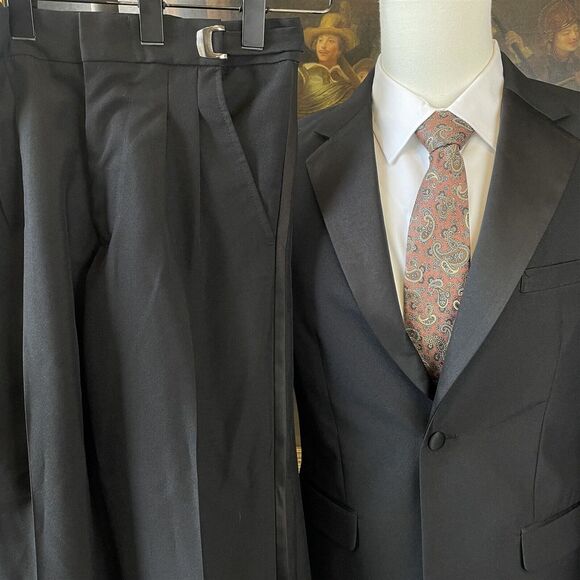 Doni Barassi Boys SZ‎ 18B 36R 30 x 28 Black 1 Button Adjustable Pants 2Pc Tuxedo
